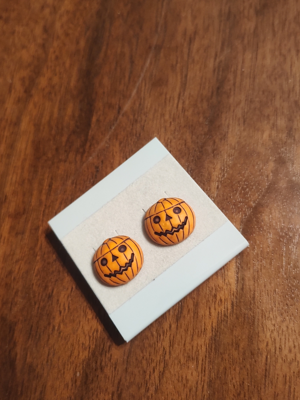 Orange Pumpkin Jack-o'-lantern Stud Earrings - Cute Halloween Accessories